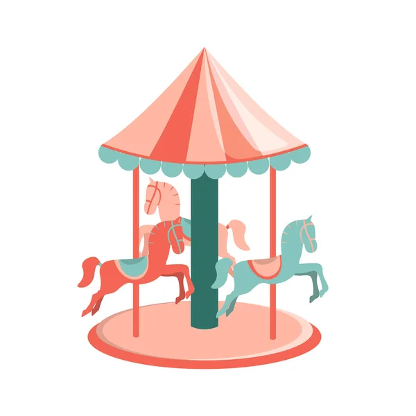 Cartoon Karusell Med Hästar Ikonen Isolerade Vektorillustration — Stock vektor