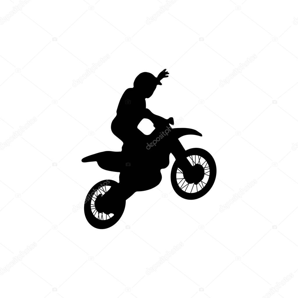 Isolated silhouette of freestyle motorcross trick. vector illustration.