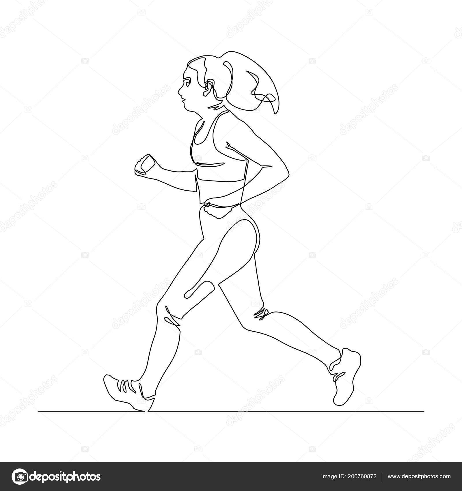 Image vectorielle Silhouette Jeune Femme Qui Court Style D'art