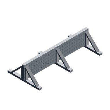 İzometrik ahşap duvar. Engel simgesi. Aşırı spor. İzole vektör çizim