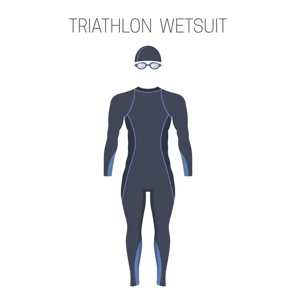 Triathlon Mäns Fullsleeve Våtdräkt Isolerade Vektorillustration — Stock vektor