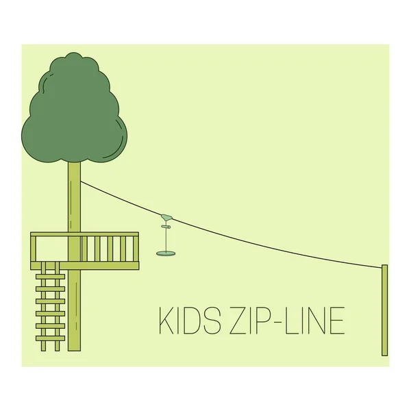 子供ジップラインします 冒険ロープ公園アイコン ベクトル図 — ストックベクタ