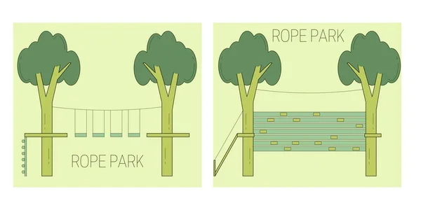 Seilpark Auf Den Bäumen Vektorillustration — Stockvektor