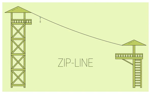 Zip Line Adventure Rope Park Icon Vector Illustration — Stock Vector