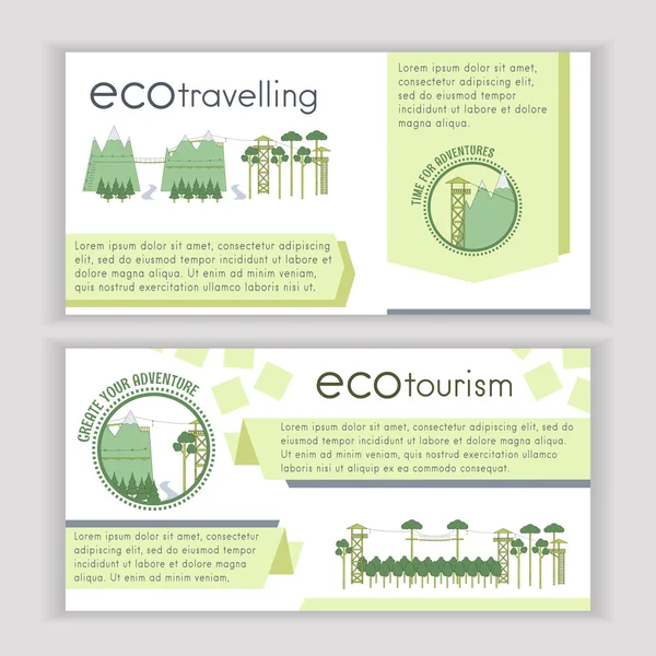 Conjunto Banners Plantilla Ecoturismo Ilustración Vectorial — Vector de stock