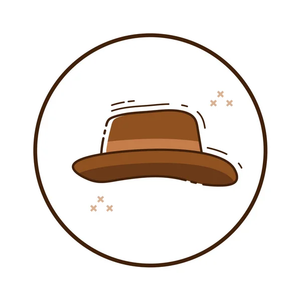 Línea Arte Mafia Sombrero Icono Círculo Ilustración Vectorial Aislada — Archivo Imágenes Vectoriales