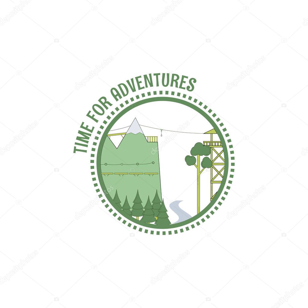 Time for adventures stamp. line art style. Vector illustration.