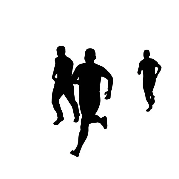 Black Silhouettes Running People Race Symbol Vector Illustration — Stock Vector