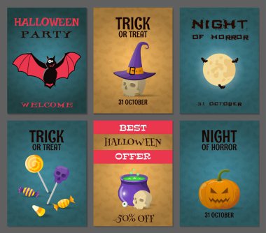 Çizgi film Cadılar Bayramı kartı ayarla