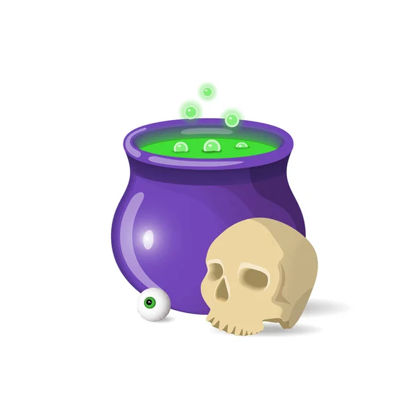 Cartoon halloween pot — Stock Vector