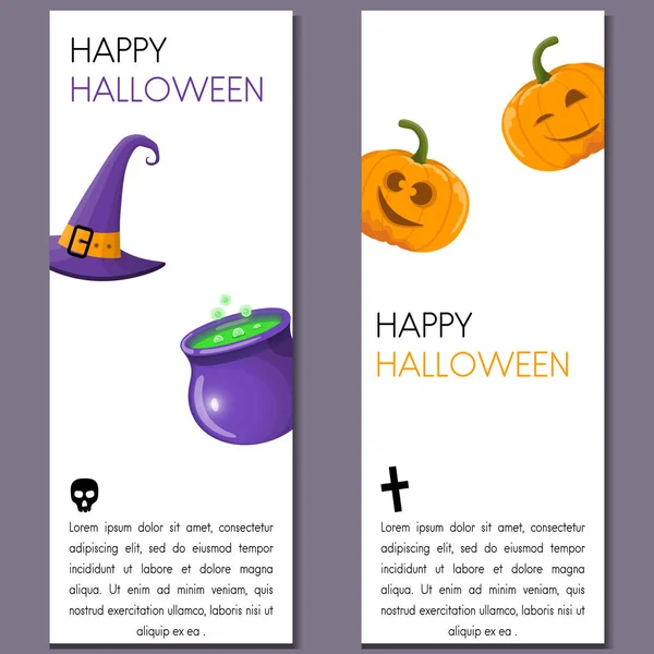 Banner vertical de Halloween de dibujos animados — Archivo Imágenes Vectoriales