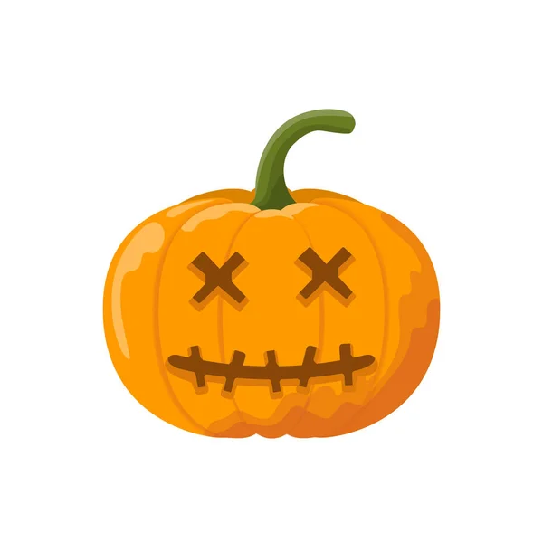 Calabaza Enojada Halloween Dibujos Animados Ilustración Vectorial Aislada — Vector de stock