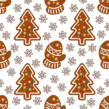 Gingerbread şeker Dikişsiz desen beyaz arka plan üzerinde