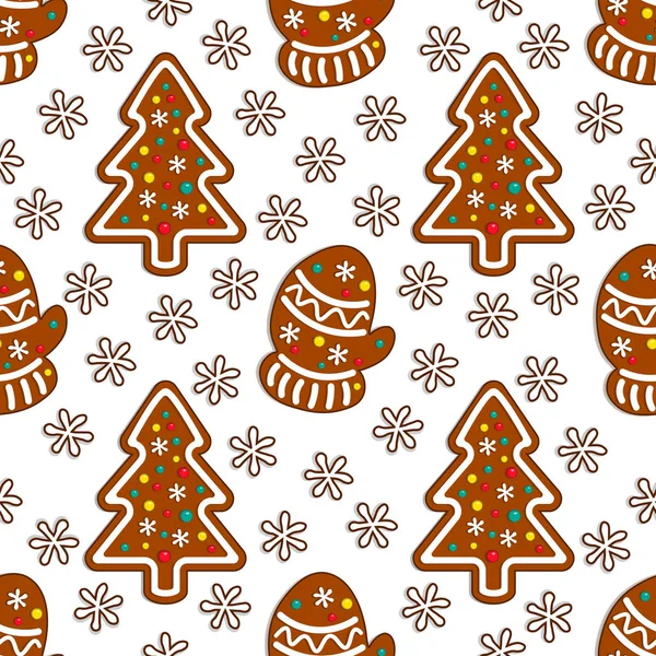 Gingerbread caramelle modello senza soluzione di continuità su sfondo bianco — Vettoriale Stock
