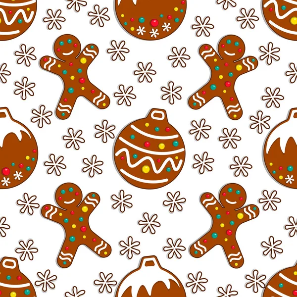 Gingerbread caramelle modello senza soluzione di continuità su sfondo bianco — Vettoriale Stock