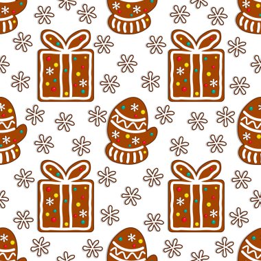 Gingerbread şeker Dikişsiz desen beyaz arka plan üzerinde