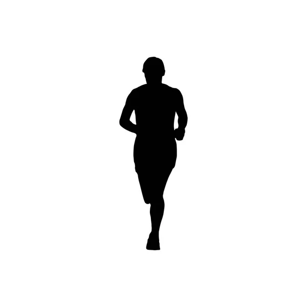 Черный силуэт бегущего человека на белом фоне — стоковый вектор