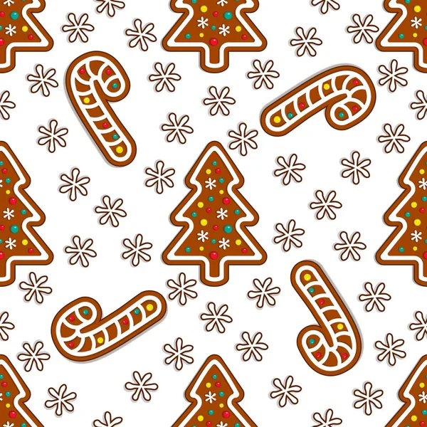 Gingerbread şeker Dikişsiz desen beyaz arka plan üzerinde