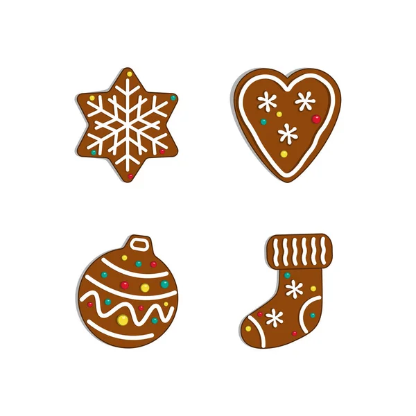 Christmas Collection Gingerbread House Man Hat Toy Vector Illustration — Stock Vector