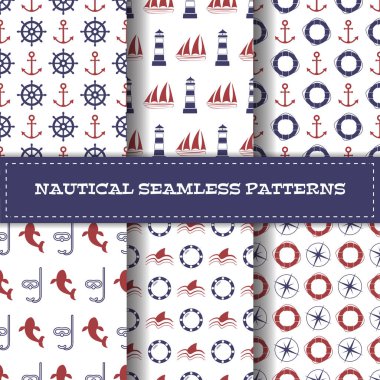 Vektör hat sanat deniz Dikişsiz desen seti