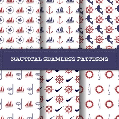 Vektör hat sanat deniz Dikişsiz desen seti