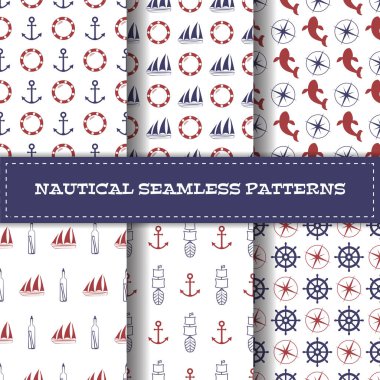 Vektör hat sanat deniz Dikişsiz desen seti