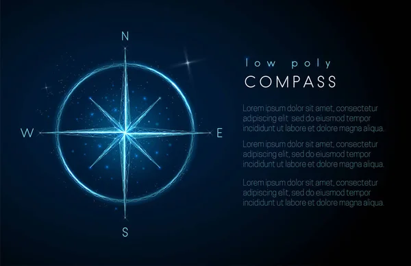 Abstraktní ikona kompasu. Návrh nízkého stylu Poly — Stockový vektor
