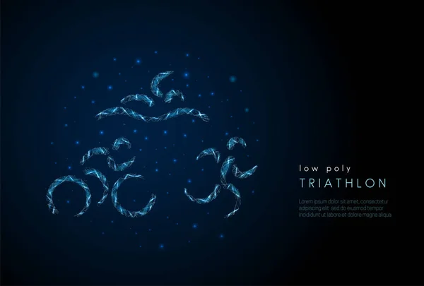 Triathlon symbol-löpning, simning och cykling män. Låg Poly stil design. — Stock vektor