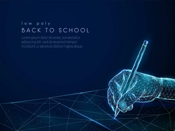 Soyut Childs el kalem ile yazma. Düşük Poly tarzı tasarım