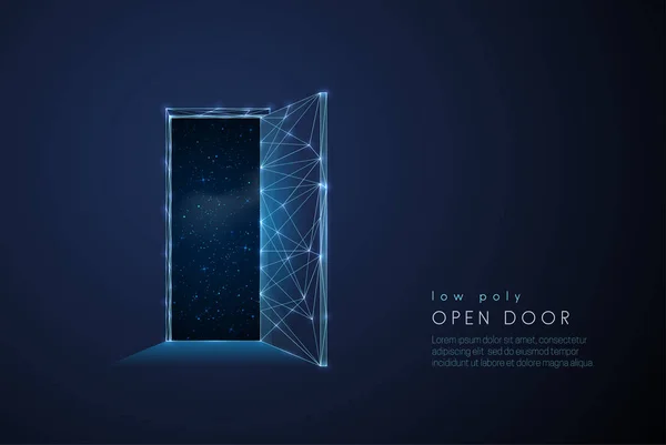 Puerta abierta abstracta al universo. Diseño de bajo estilo poli — Vector de stock