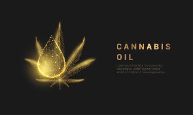 Soyut düşük polimerli altın yağ damlası.