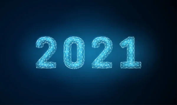Streszczenie niski poli Szczęśliwy 2021 Nowy Rok kartka okolicznościowa — Wektor stockowy
