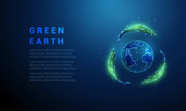 葉からのリサイクルサインの抽象的な惑星地球. — ストックベクタ