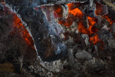 Fireplace background. Closeup texture of burnt coal clipart