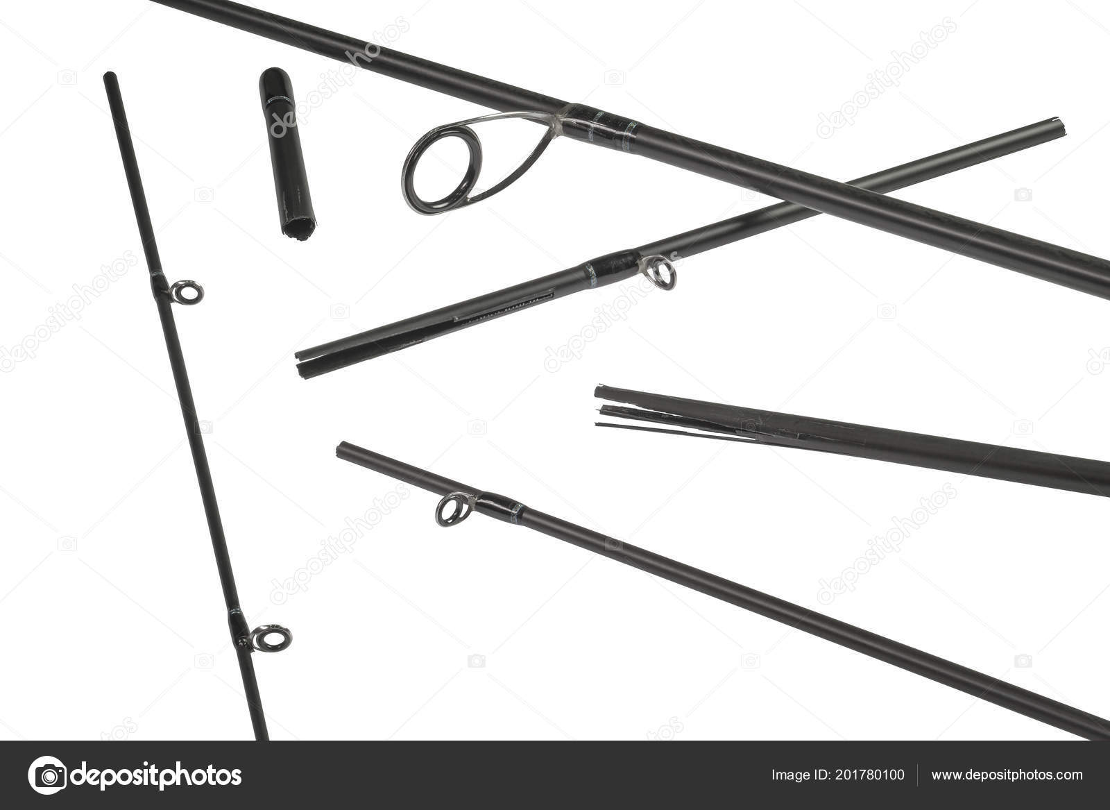 Broken Fishing Rod Isolated White Background — Stock Photo