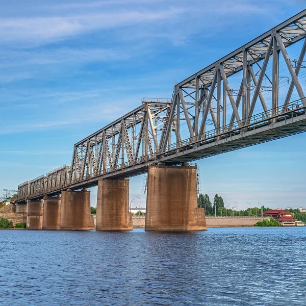 Pont Ferroviaire Sur Rivière Vue Perspective — Photo