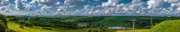 Панорама Перегляд Поля Озеро Водяники Україна — стокове фото