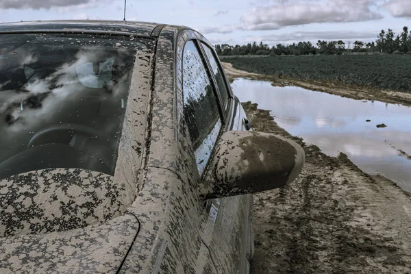 Coche Atrapado Pantano Viaje Fuera Carretera — Foto de Stock