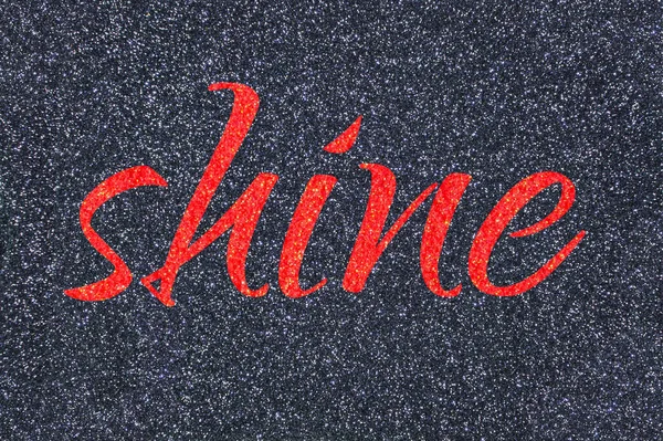 Shine Lettering Word Grenadine Red Gray Midnight Blue Black Glitter — Stock Photo, Image