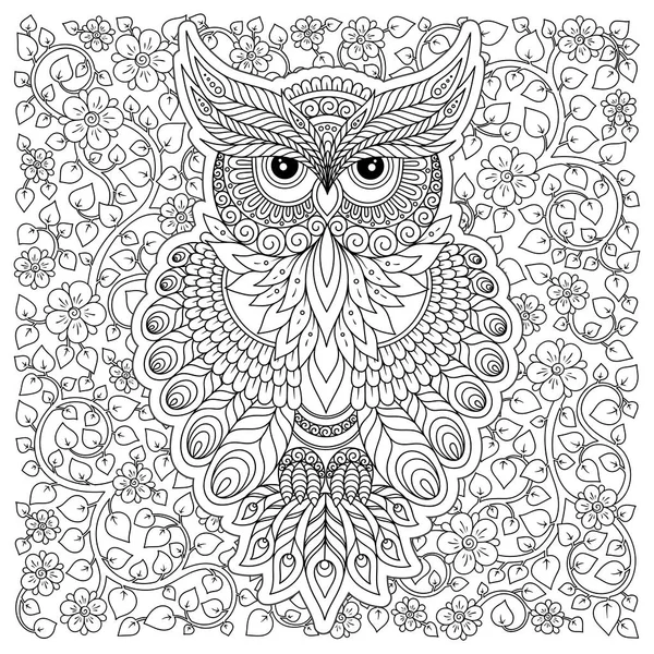 Hermoso Búho Para Colorear Diseño Página Estilo Exquisito — Vector de stock