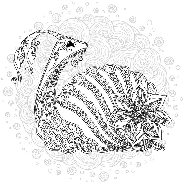 Zentangle Stylized Cartoon Snail Isolated White Background Sketch Adult Antistress — Stock Vector
