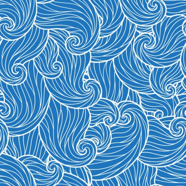 Sorunsuz soyut çizilmiş dalgalar desen, dalgalı arka plan. Dikişsiz desen duvar kağıdı, desen dolgularını, web sayfası arka planı, yüzey dokuları için kullanılabilir. Muhteşem sorunsuz doğa arka plan