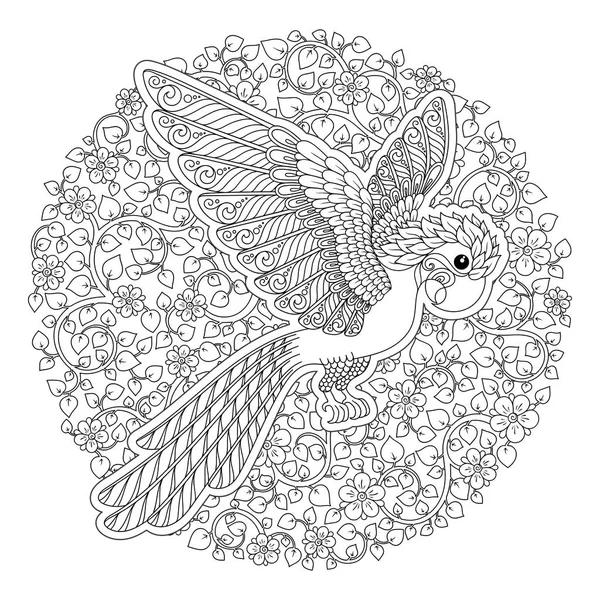 Vector Illustratie Decoratieve Kaketoe Witte Achtergrond Modetrend Van Volwassen Kleuring — Stockvector