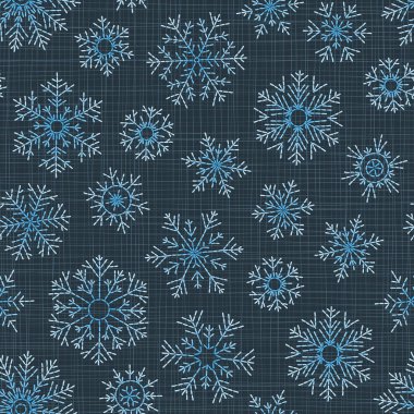 Sorunsuz nakış kar taneleri arka plan. Mutlu yeni yıl veya Noel dekorasyon tasarım öğesi. Duvar kağıdı veya hediye sarma deseni.