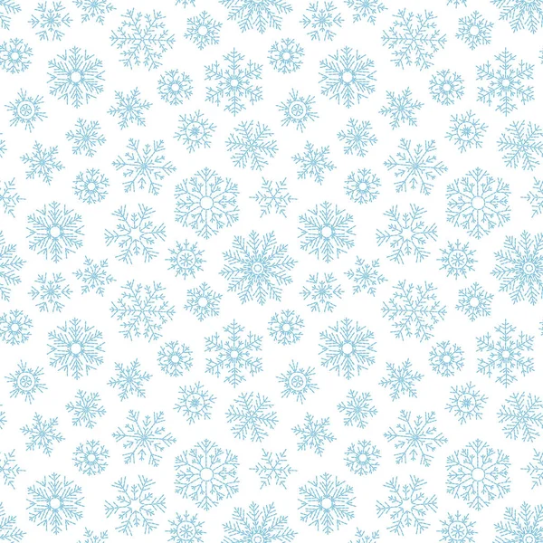 Modèle Abstrait Sans Couture Flocons Neige Bleu Tombant Sur Fond — Image vectorielle