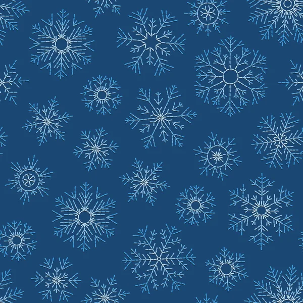 Modèle Doodle Sans Couture Noël Avec Des Flocons Neige — Image vectorielle