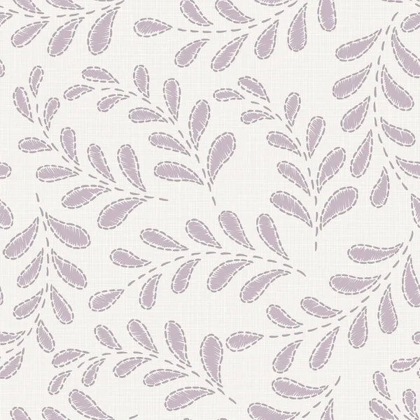 Broderie Motif Floral Sans Couture Sur Texture Tissu Lin Pour — Image vectorielle