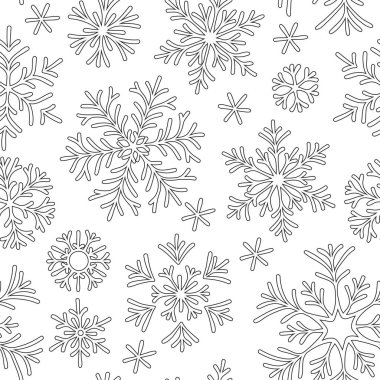 Anti-stres boyama kitabı sayfa olan yetişkin doodle için kar taneleri. Kış arka plan deseni