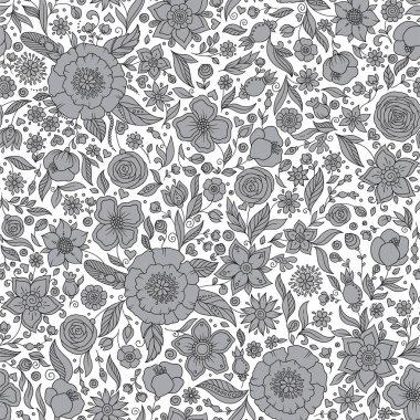 Sorunsuz vektör çiçek desenli, ilkbahar/yaz zemin. El bahçede çiçek ile yüzey tasarımı çekilmiş. Duvar kağıtları, desen dolgularını, yüzey dokuları için sorunsuz doku-ebilmek var olmak kullanılmış.