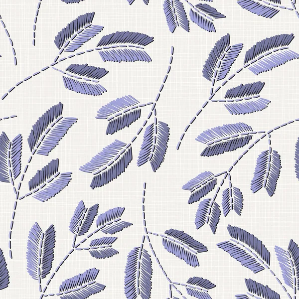 Bordado Floral Sem Costura Padrão Textura Pano Linho Para Têxteis — Vetor de Stock